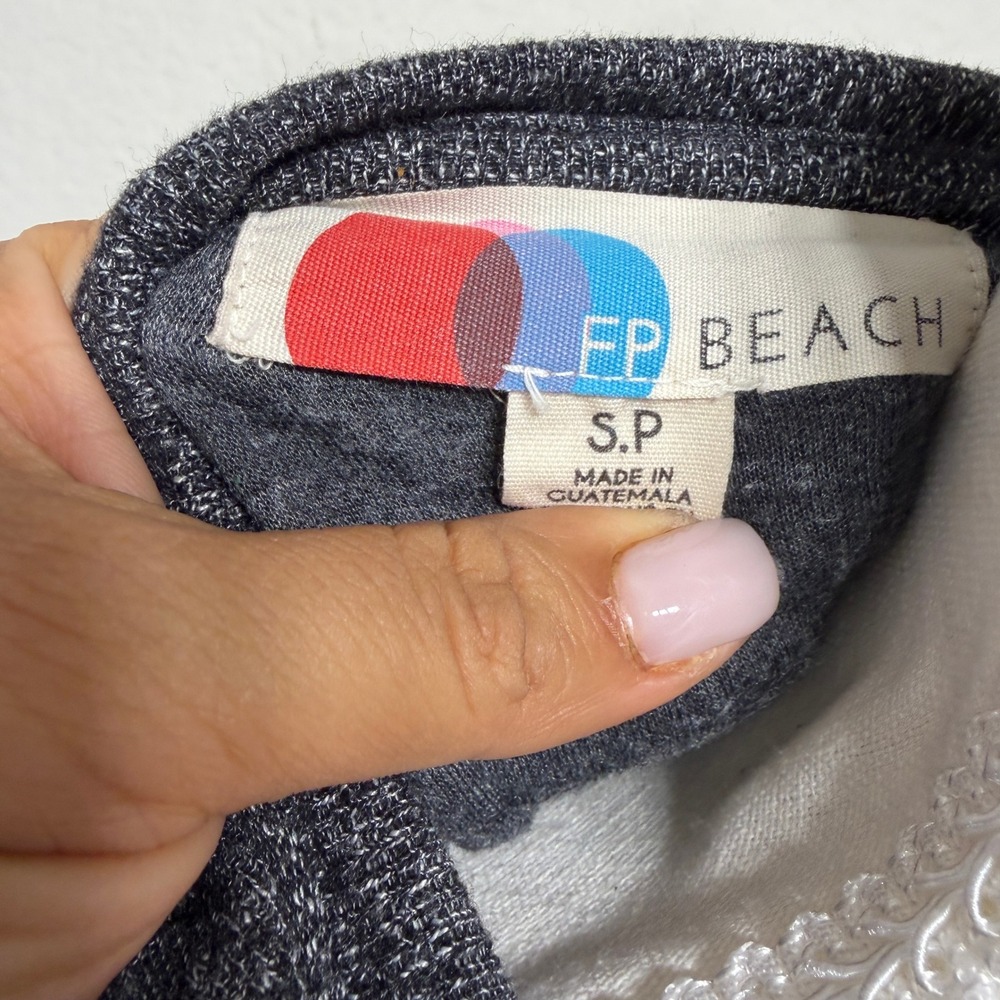 FP Beach Free People Charcoal Grey Marl Duster Cardigan Open Front Long Small - Picture 6 of 11